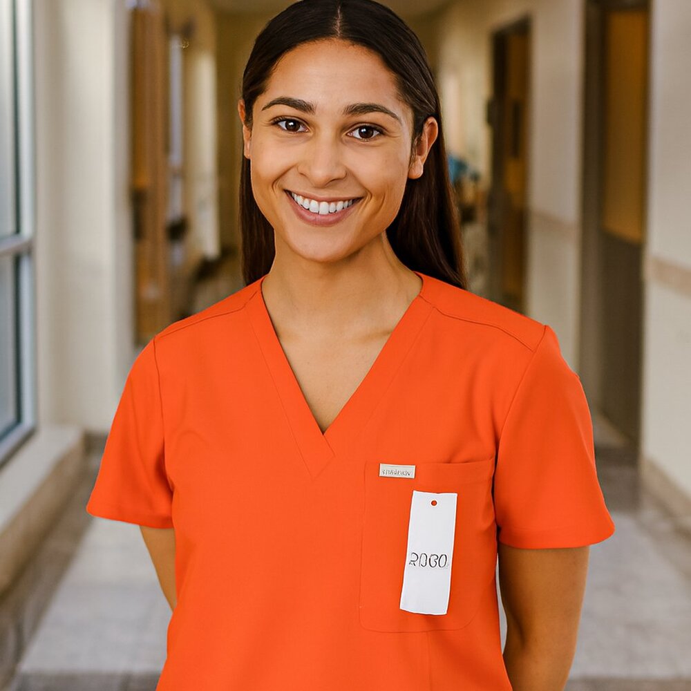 Figs  new w tag light  orange  V-Neck Scrub Top 1 pocket